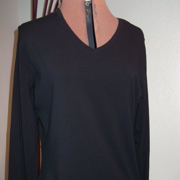 Mossimo Woman Plus Size XXL Black Exercise Top Light Cotton Stretch Shirt Layer - Picture 3 of 6
